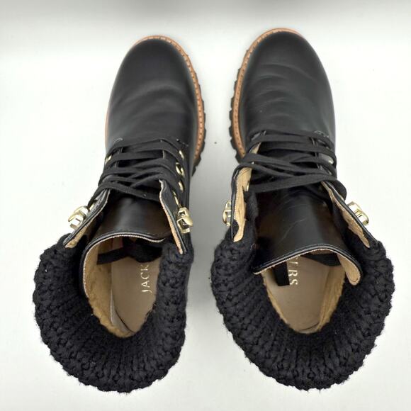 Jack Rogers Womens Harper Hiker Booties US 7.5 Black Leather Water Resistant NIB - Picture 10 of 12